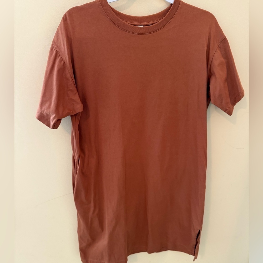 Uniqlo Cotton T shirt dress rust orange size Small